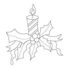 Christmas holly candy black and white clipart