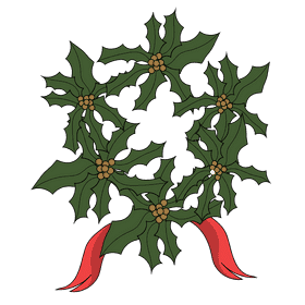Christmas holly circle clipart