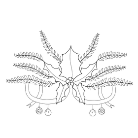Christmas holly decoration black and white clipart