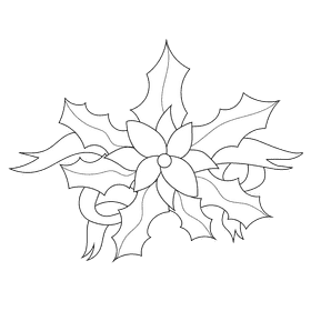 Christmas holly flower black and white clipart