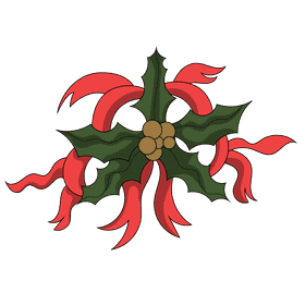 Christmas holly ribbon clipart