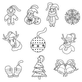 Christmas ornament set black and white vector