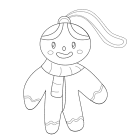Christmas ornament gingerbread black and white clipart
