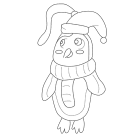 Christmas ornament pinguin black and white clipart