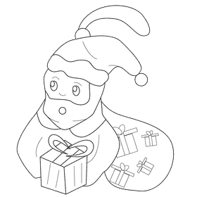 Christmas ornament santa black and white clipart
