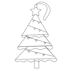 Christmas ornament tree black and white clipart