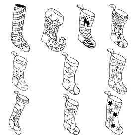 Christmas stocking set black and white vector