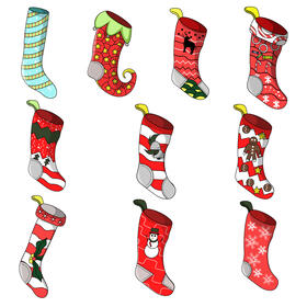 Christmas stocking set vector