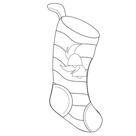 Christmas stocking bells black and white clipart