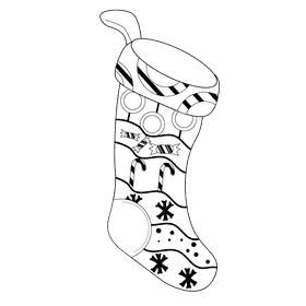 Christmas stocking candy black and white clipart