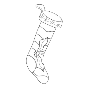 Christmas stocking christmas holly black and white clipart
