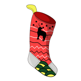 Christmas stocking deer clipart