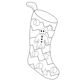 Christmas stocking ginger bread black and white clipart