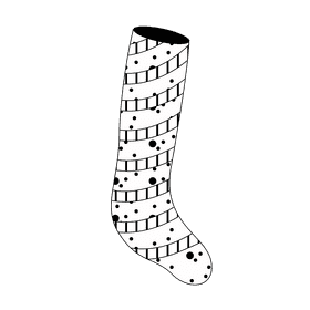 Christmas stocking snow black and white clipart