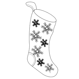 Christmas stocking snowflake black and white clipart
