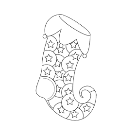 Christmas stocking star black and white clipart