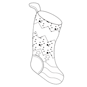 Christmas stocking tree black and white clipart