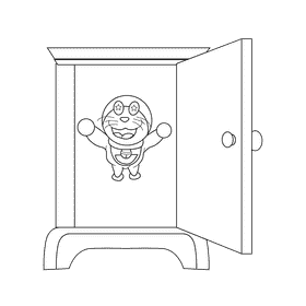 Doraemon anywhere door black and white clipart