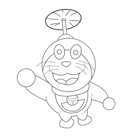 Doraemon flying black and white clipart
