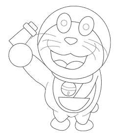 Doraemon magic pocket black and white clipart