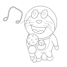 Doraemon sing black and white clipart