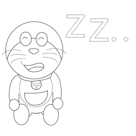 Doraemon sleep black and white clipart