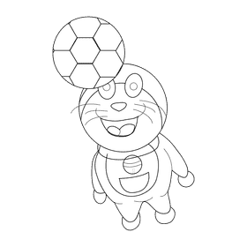 Doraemon sport black and white clipart
