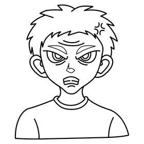 Emotion angry black and white clipart