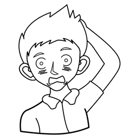 Emotion nervous black and white clipart