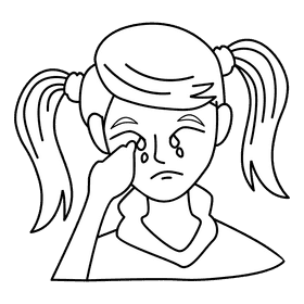 Emotion sad black and white clipart