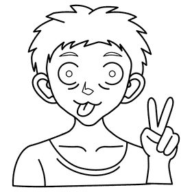 Emotion silly black and white clipart