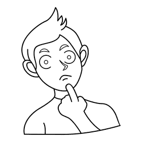 Emotion thoughtful black and white clipart
