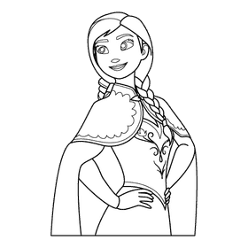Frozen Anna black and white clipart