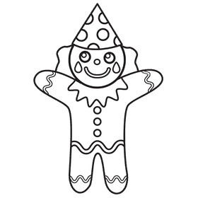 Gingerbread Clown black and white clipart