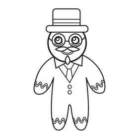 Gingerbread Grandfather black and white clipart