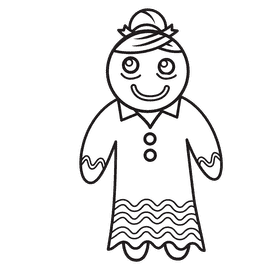 Gingerbread Grandmother black and white clipart