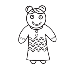 Gingerbread Mother black and white clipart