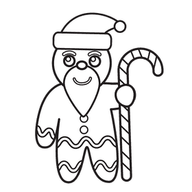 Gingerbread Santa black and white clipart