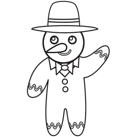 Gingerbread Snowman black and white clipart