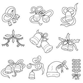 Jingle bells set black and white vector