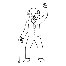 Oldman Angry black and white clipart