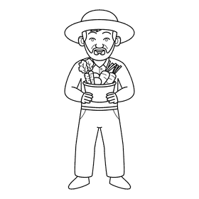 Oldman Farmer black and white clipart
