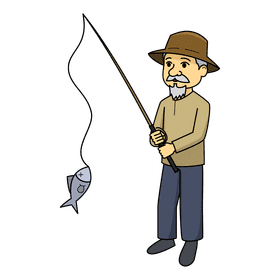 Oldman Fishing clipart