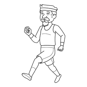 Oldman Running black and white clipart