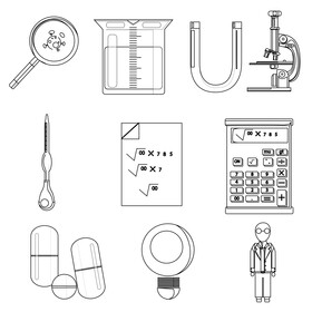 Scientist icons set black and white vector