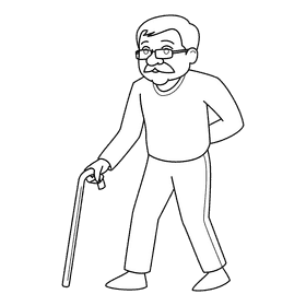 Oldman Walk black and white clipart