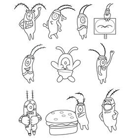 Plankton set black and white vector