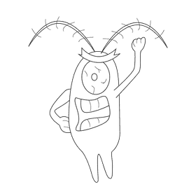 Plankton angry black and white clipart