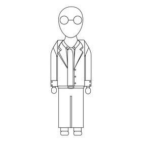 Scientist drawing black and white clipart