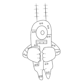 Plankton robot black and white clipart